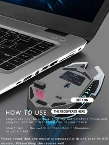 2.4g無線遊戲滑鼠,帶有炫酷背光,可充電適用於筆記本和桌上型電腦 - 黑色 - 查看 7