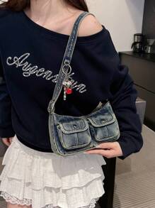 Bolso de hombro de mujer de moda y vintage, versátil bolso de alta calidad para llevar debajo del brazo, bolso de estilo exclusivo