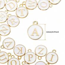 10 件珐琅 A-Z 字母锌合金吊坠套装 | 彩色 DIY 时尚珠宝制作配件 | 26 个字母项链手链工艺品吊饰 - 白色 - 查看 2