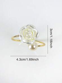 1/4/6 peças Anéis de Guardanapo de Rosa de Pérola para Decoração de Mesa de Casa e Restaurante, Anel de Guardanapo de Decoração de Festa e Feriado - Multicolorido - Visão 6