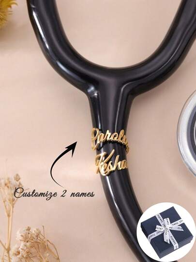 Personalization Birthflower Stethoscope Name Tag, 18K Gold Stethoscope Charm, Stethoscope ID Tag,Stethoscope Custom Name Tag With Birthflower,Stethoscope Charm,Gift For Nurse,Doctor,Graduation, Medical Students, Doctor,RN Gift,Halloween Jewelry