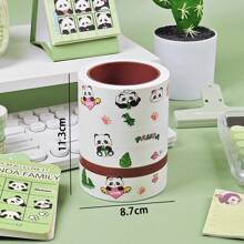Desk Pen Holder Organizer Box, Office Desktop Stationery Storage Container With Panda Stickers, Minimalist Design,Back To School,School Supplies,Pencil Case,Pencil Pouch,School Bag