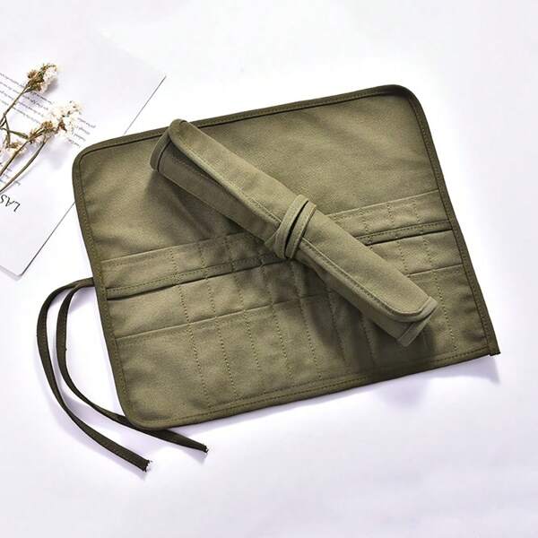 Estuche enrollable de lienzo para pinceles - Organizador impermeable para suministros de pintura con talla grande de 20 bolsillos para pinceles de acrílico, gouache y herramientas de dibujo, útiles escolares, estuche de lápices, bolsa escolar
