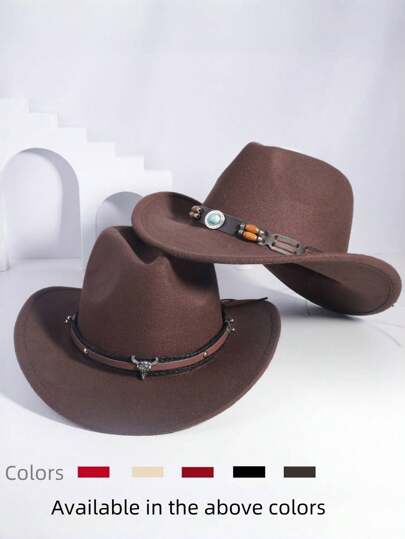 2 قطعة قبعة غير جنسية التطريز برأس البقر كوبوي بوهيمي غطاء الشاطئ قبعة بنما قبعة الشمس قبعة فتاة الماشية من الفيلت الناعم المتداول للخارج