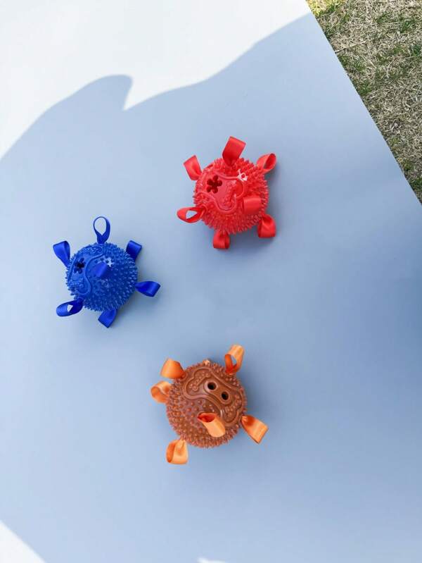 3-In-1 Dog Toys Set With Bell, Ribbon, And Rubber Ball, Durable Chew Toys For Outdoor Interactive Play