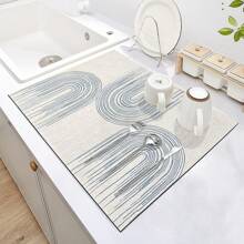 1pc Simple Printed Washing And Drying Mat, Super Absorbent, Table Decoration, Sink Absorbent Quick-Drying Table Mat, Washable, Foldable And Quick-Drying Mildew-Proof.