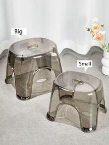 1 件透明 PP 小凳子，适用于家庭换鞋、客厅、塑料凳子，创意设计，适合女性收纳整理器旅行必需品，适合返校宿舍收纳