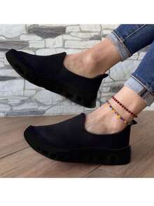 Tenis casuales slip para mujer con suela ergonómica  tipo panal – cómodos y ligeros, lo ultimo en moda  Liso    Casual  Calle  Deportivo  Nuevo estilo chino  Fabulosa  Sexy    Casa  Fiesta  Oficina  Gym y Fitness  Vacación  Vacaciones - Negro - Ver 4