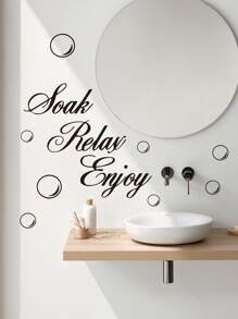 Blasen und Englisch abnehmbare Wandaufkleber, minimalistischer entspannender englischer Wandtattoo, geeignet für Hotel, Zuhause, Büro, Schlafzimmer, Wohnzimmer, Badezimmer, Toilette Raumdekoration Heimdekoraufkleber Wandaufkleber Wanddekoration personalisierte Aufkleber