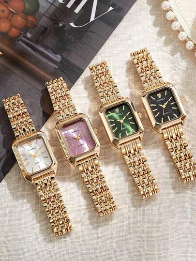 1pc Women Square Quartz Watch, able Stainless Steel Minimalist Versatile