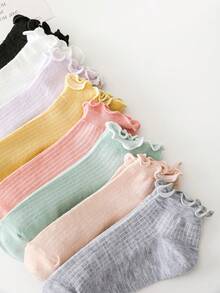 8 Pairs Women's Basic Style Sweet Lace Fashion Ankle Socks, Handwash, Suitable For Daily Use, Spring/Summer - Multicolor - View 2