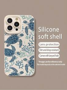 1 pieza Funda protectora de teléfono a prueba de golpes y gruesa con diseño de tortuga marina pintada a colores, compatible con iPhone 16/16 Pro Max, iPhone 15 XR/7/8, iPhone 15 Pro Max, 12 Pro Max, 13 Pro Max, 14 Pro Max, 13, 14, 11, 12P, 14P, 11P, 12, A13, A22, A21S, A514G, A52, S22 Ultra, A33 5G