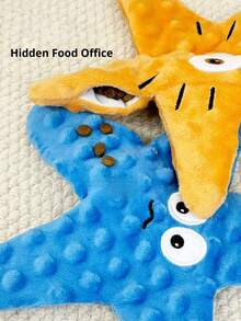 狗狗咀嚼玩具 - 耐用吱吱作响的海星玩具、宠物出牙玩具、捉迷藏喂食器、海星形状互动玩具