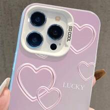 1 pieza Funda móvil con degradado de corazón compatible con iPhone 16 Pro Max, iPhone 15 Plus, funda de teléfono de estilo creativo y elegante para niñas para iPhone 14, 13, 12 - Gran regalo