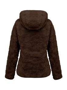 Áo khoác lông giả có mũ trùm đầu Risissida dành cho nữ với túi - Sự lựa chọn hoàn hảo cho mùa Thu/Đông - màu nâu - Xem 5