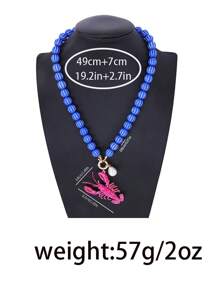 1pc Bohemian Vacation Lobster Decor Beaded Necklace, Versatile For Music Festival, Beach, Casual Wear