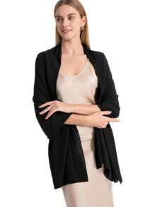 1 Stück modischer, weicher Chiffon Schal Schultertuch für Abendkleid, Hochzeitsschal, Brautschal, Damen Boho Schwarzer Schal