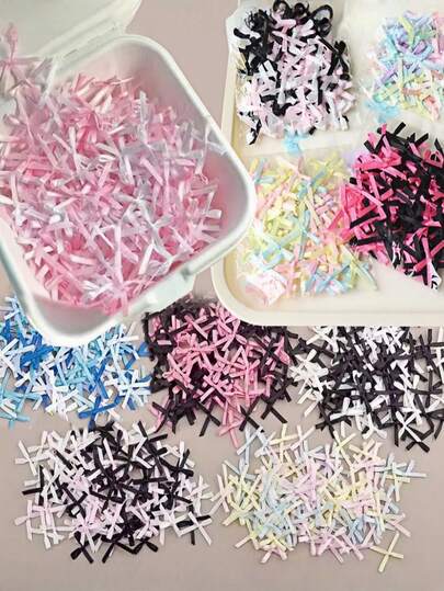 100Pcs 3cm Mini Satin Ribbons Flowers Bows Ties For DIY Craft Scrapbooking Embellishment Accessories Pets Hair Clothes Decoration