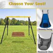 Porch Swing Frame, 880lbs Weight Capacity Swing Stand, Heavy Duty A-Frame Swing, Swing Stand Frame For Yoga Hammock Saucer Baby Porch Swing, Swing Sets For Backyard (Swing NOT Included) - Yellow - View 4