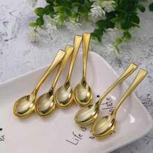 10/25/50/75/150 件镀金餐具套装，蛋糕/沙拉叉，甜点/寿司叉，意大利面叉，牛排刀，沙拉用具，可重复使用的餐具套装，适用于派对、生日、户外活动、婚礼、家庭聚会、退休、乔迁、圣诞节 - 金色 - 查看 7