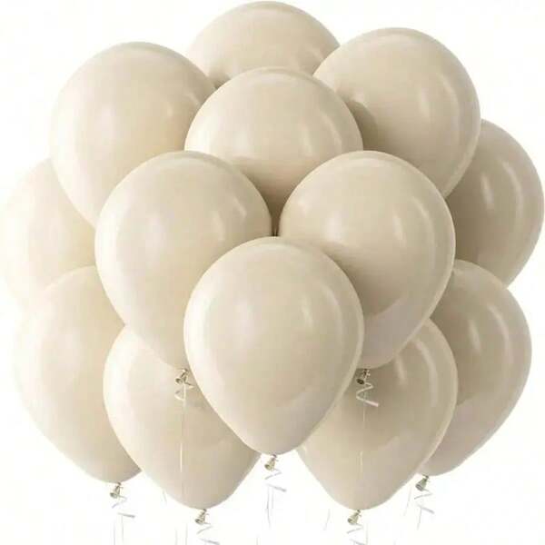 10/30/50 Sets Of White Sand Beige Latex Party Balloons -18 Inches 12 Inches 10 Inches 5 Inches Round Helium Beige Balloons Suitable For Birthdays, Weddings, Showers, Parties, Gender Revealing, Party Decoration