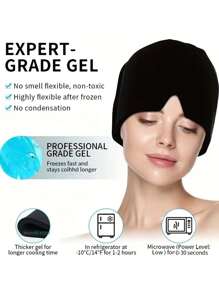 Cappello per emicrania, fascia rinfrescante per il viso con gel refrigerante, maschera per gli occhi con compressione fredda, cuffia regolabile, prodotto rinfrescante per il viso