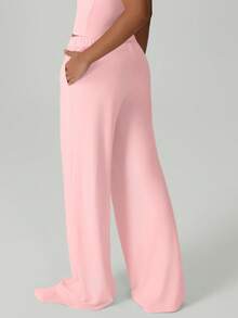 女士夏季轻薄透气抽绳直筒休闲运动慢跑裤 - 淺粉色 - 查看 7