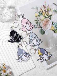 Creative Cartoon Mischievous Cat Keychain, Rotating Egg-Shaped Cat Pendant, Cute & Funny Bag/Key Chain Accessory, Fun Gift For Brothers And Friends Bag Charms Car Accessories Teacher Sister Gift Ideas - Multicolor - View 8