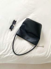 Nova bolsa preta tipo balde 2025 com pequenos acessórios para pendurar, bolsa de ombro, bolsa de axila, bolsa de mão, bolsa feminina casual e moderna para o dia a dia, adequada para trabalho, compras, encontros, viagens, estudantes universitários, bolsa feminina, uso diário