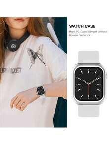 4 件装休闲时尚 PC 镂空手表壳防摔保护套，兼容 38/40/41/42/44/45/46/49mm，适用于 Series Ultra/SE/11/10/9/8/7/6/5/4/3/2/1，智能手表保护壳配件 - 黑色+銀色+白色+午夜藍 - 查看 8