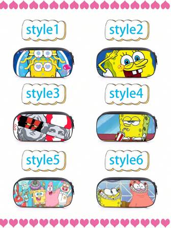 SPONGEBOB Estuche para lápices de Bob Esponja, estuche para lápices, bolsa de papelería, bolsa de papelería 3D, estuche para lápices de dibujos animados en tres dimensiones, estuche para lápices de gran capacidad, con cremallera, bolsa de papelería impermeable, bolsa de almacenamiento de viaje, bolsa de artículos de tocador, artículos esenciales de viaje para vacaciones, verano, regreso a la escuela, bolsa para la escuela, bolsa de lavado de viaje