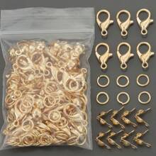 250 piezas Combinación de broches de langosta de aleación, anillos de salto y bucles cerrados - Incluye 50 piezas de broches de langosta, 100 piezas de anillos de salto, 100 piezas de bucles cerrados, adecuado para joyería DIY, elaboración de manualidades, collares, llaveros, pulseras, tobillos