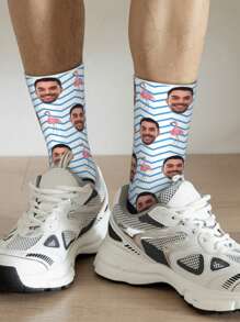 Customizable Face Print Socks, Men's Custom Socks, Face Socks, Valentine's Day Gift, Funny Socks, Gift For Husband, Customizable Face Socks