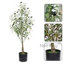 NetHong Lifelike Artificial Olive Tree With Berries – Available In 3 Sizes (50cm, 60cm, 90cm) – Realistic Indoor Greenery In Black Pot - Black - View 11