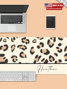 [MADE IN USA]Personalized Office Desk Pad, Custom Office Desk Pad, Personalized Office Desk Pad, Name Office Desk Blotter, Mouse Pad, Brown/Golden Leopard High-End Minimalist. - Leopard - View 3