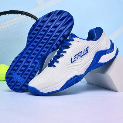 Men's Outdoor Lace-Up Cushioned Anti-Slip Breathable Tennis Sneakers, Badminton Shoes