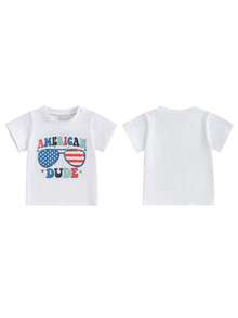 Toddler Boys 4th Of July Shirt, Kids USA Red White And Blue Shirts, American Flag Independence Day Tee 1-6T - 白色 - 查看 7