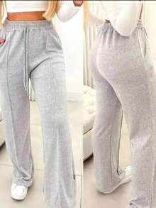 Women's Winter Wide-Leg Pants - Grey - View 3