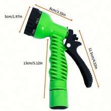 25英尺天然伸缩乳胶管水管（带水枪） - 綠色 - 查看 3