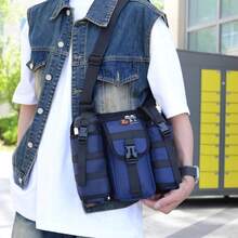 Bolso porta botellas de agua de pecho, mochila táctica para exteriores, mochila pequeña para viaje, bolso porta botellas de agua deportivo, bolso bandolera para ciclismo - Azul - Ver 3