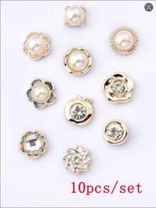 10 件/套防滑纽扣紧固件，无需缝纫，可调节腰带，珍珠胸针，适用于服装、连衣裙