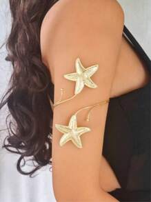 A Simple And Versatile Women's Arm Decoration, Street Racket, Open Mouth Bracelet, Shell Tassel Chain Pendant, Beach Decoration, Wedding Decoration, Arm Bracelet(Random Version)