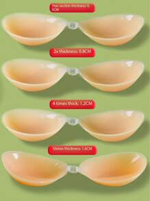 1 Pair Apricot Color Silicone Push-Up Invisible Bra Pads, Adhesive Cleavage Enhancer For Backless, Strapless Dresses, Bridal Gowns