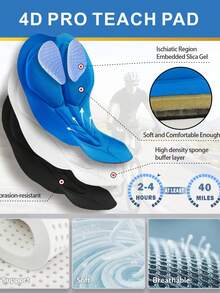 Qualicos Men's Road Cycling Bib Shorts, Made Of Soft Breathable Silicone 4D Pad, With Side Pockets And Reflective Strips