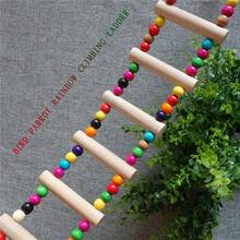 1 pieza Escalera de escalada para pájaros, juguete para roer con cuentas de colores para loros, escalera de pie de madera sólida, accesorios para jaula de pájaros, suministros para pájaros, escalera de escalada y columpio de loro de madera natural duradera con cuentas vibrantes, múltiples niveles para habilidades cognitivas y juego, ideal para todas las especies de aves - Multicolor - Ver 3