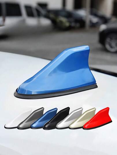 Roof Spoiler Modified FM/AM Shark Fin Antenna – ABS Spoiler Style Roof Antenna With Built-In Signal Receiver, Glossy Piano Lacquer Finish, Stylish Appearance, Streamlined Design Reduces Wind Resistance, Strong Adhesive Base For Non-Destructive Installation