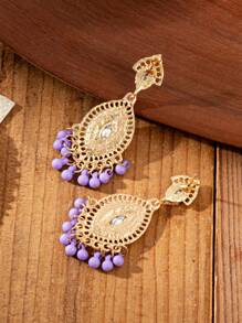 1 par de brincos estilo vintage com strass e pérolas, acessórios festivos para mulheres