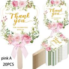 10/20 piezas Artículos de fiesta de bodas, Suministros decorativos, Abanicos para ceremonia de graduación y celebración, Gracias por celebrar con nosotros, Abanicos plegables de mano, Regalos de boda bohemios para la novia y damas de honor, Baile, Abanicos de boda con elegante patrón floral de rosa con mango de madera y cintas, Para uso de los invitados, Accesorios de decoración