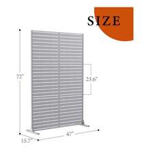 Metal Privacy Screen 72" H X 47" W, Outdoor Privacy Screens And Panels, Freestanding Decorative Fence For Patio Lawn Garden Deck Balcony, Home Outdoor Divider With Stand - White/Horizontal Slat - 查看 4
