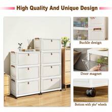 1 Stück 38cm/14,96 Zoll breiter kleiner Faltschrank, 1-6 Ebenen wählbar, Kleiderschrank Aufbewahrungsbox mit Stofftrennern, Küchenschrank, verstärkter Klappdeckel mit Rollen, für den Heimgebrauch, ohne Montage, Kunststoff Faltaufbewahrungsorganizer